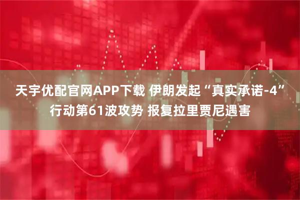 天宇优配官网APP下载 伊朗发起“真实承诺-4”行动第61波攻势 报复拉里贾尼遇害