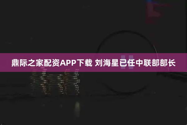 鼎际之家配资APP下载 刘海星已任中联部部长
