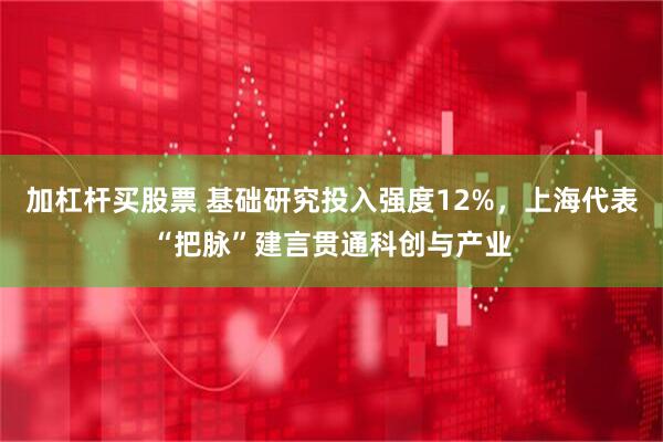 加杠杆买股票 基础研究投入强度12%，上海代表“把脉”建言贯通科创与产业